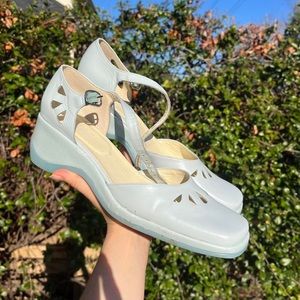 bcbg paris blue perforated platform mary janes